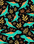 Turquoise Dinosaur Yellow Leaf Background Rug