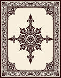 Antique Ivory Dark Brown Medallion Border Rug