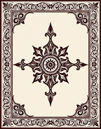 Antique Ivory Dark Brown Medallion Border Rug
