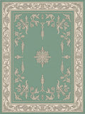 Vintage Teal Floral Scrollwork Medallion Rug