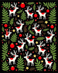 Festive White Reindeer Red Ornaments Holly Rug