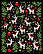 Festive White Reindeer Red Ornaments Holly Rug