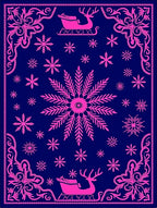Hot Pink Snowflake Reindeer Sleigh Navy Rug