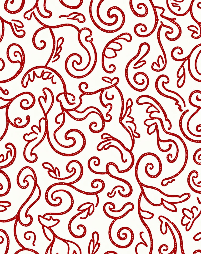 Crimson Swirl Vine Flourish Rug