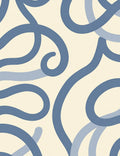 Cream And Blues Swirl Abstract Rug