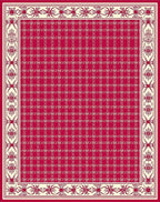 Crimson Ivory Chain Link Border Rug