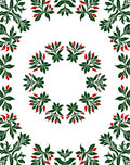 Green Leaf Red Berry Garland Rug