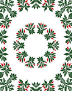 Green Leaf Red Berry Garland Rug