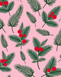 Whimsical Green Fern Red Berry Rug