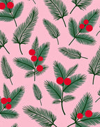 Whimsical Green Fern Red Berry Rug
