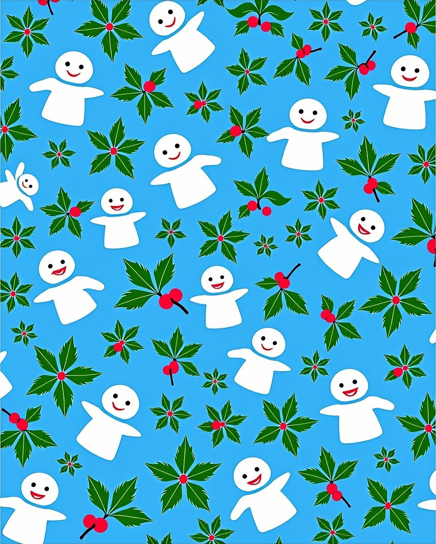 Joyful Snowmen And Holly Sprigs Rug