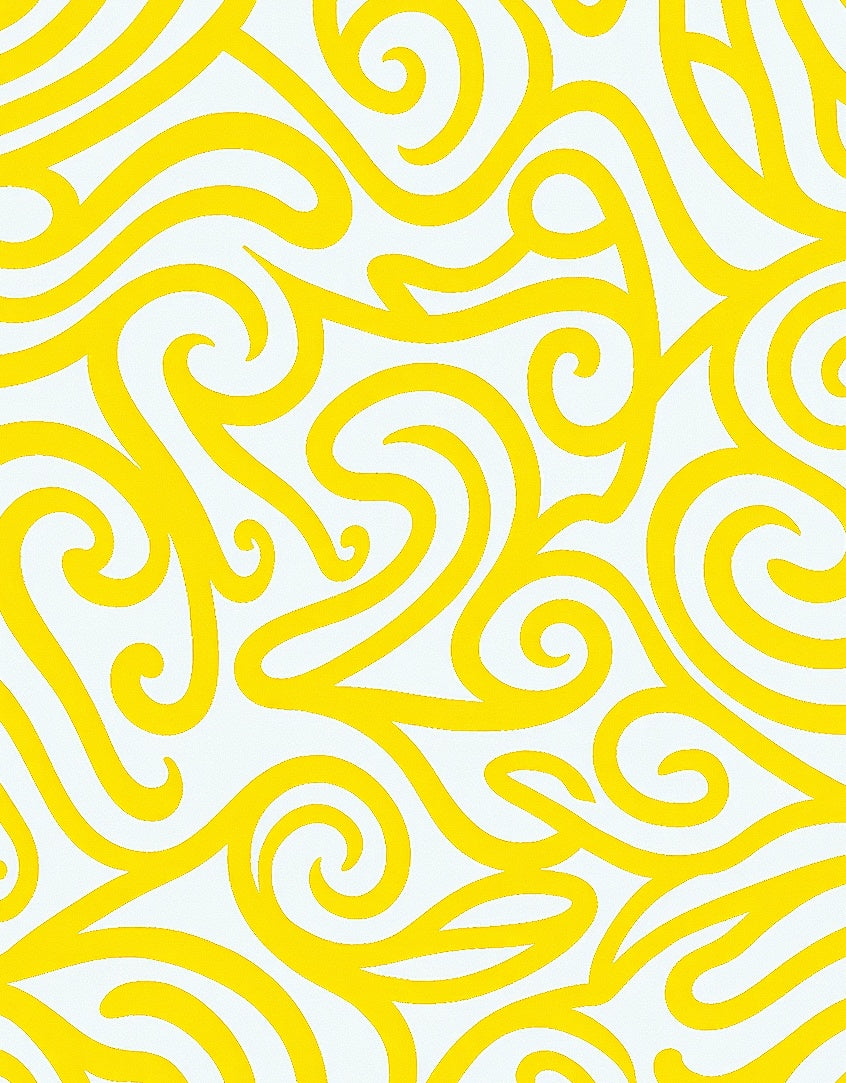 Bright Yellow Swirl Scroll Rug