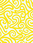Bright Yellow Swirl Scroll Rug