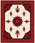 Ornate Crimson Blossom Central Field Rug