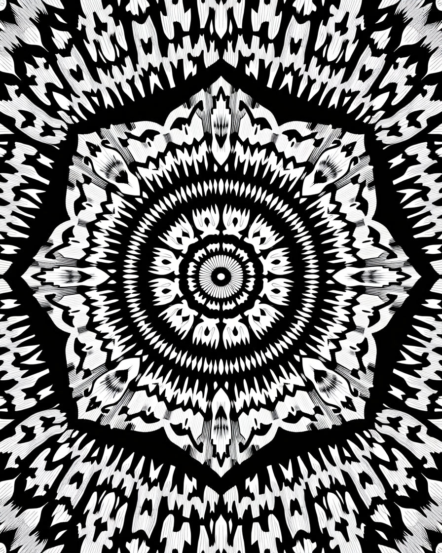 Monochromatic Intricate Geometric Mandalas Rug