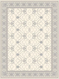 Subtle Gray Filigree Medallion Border Rug