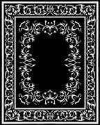 Classic Black White Floral Frame Rug