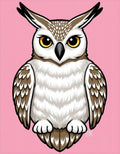 Cartoon Yellow Eyed Owl Pink Background Rug