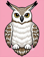 Cartoon Yellow Eyed Owl Pink Background Rug