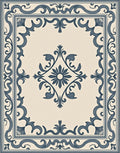Cream Navy Scroll Medallion Rug