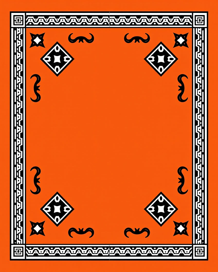 Bold Orange Black White Geometric Rug