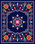 Vibrant Red Yellow Floral Medallion Rug