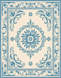 Blue Floral Medallion Vintage Cream Rug