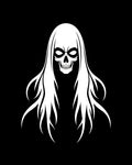 White Skull With Flowing White Hair Rug
