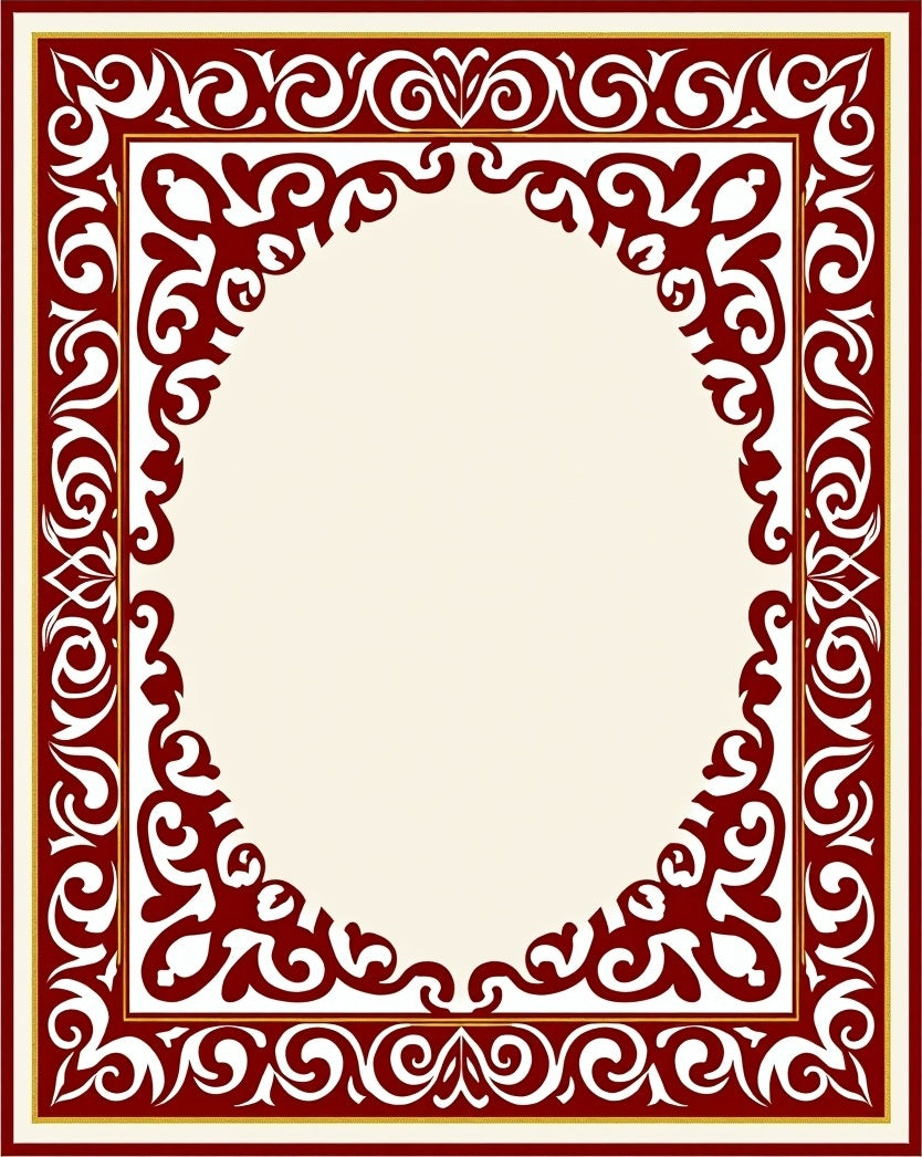 Crimson Gold Filigree Oval Rug