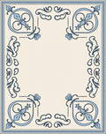 Light Blue Traditional Corner Scroll Rug