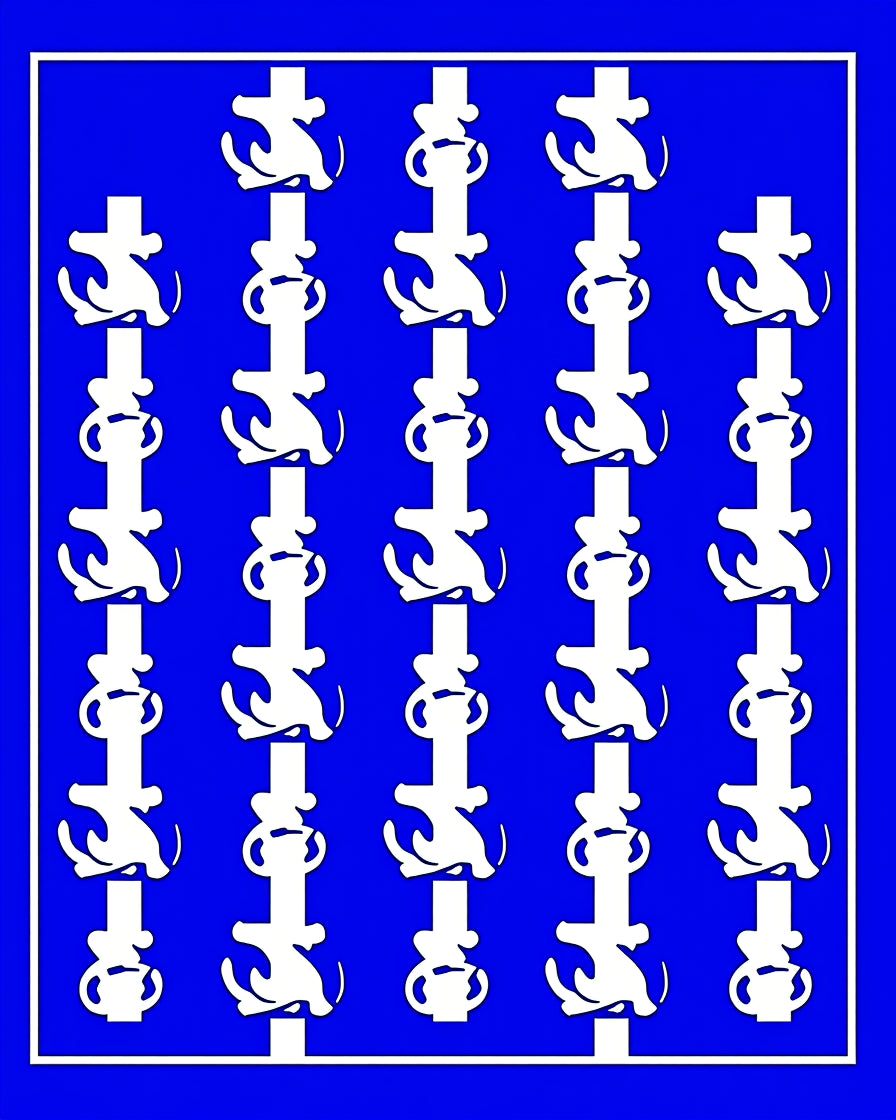 Bold Blue White Anchor Nautical Repeats Rug