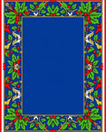 Royal Blue Red Green Holly Berries Rug