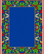 Royal Blue Red Green Holly Berries Rug