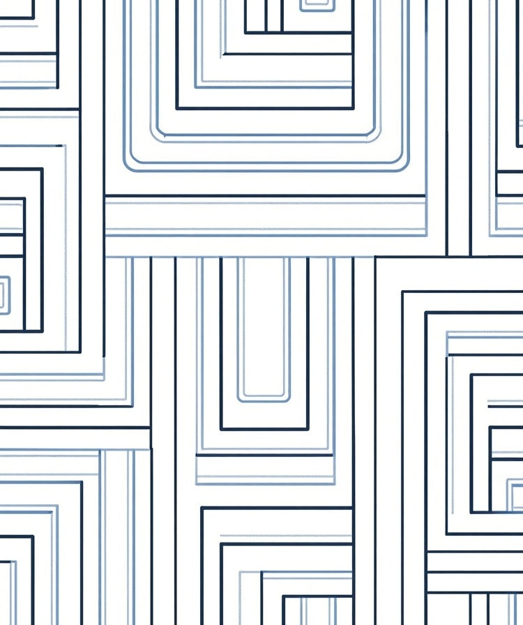 Cool Blue Modern Geometric Lines Rug