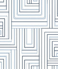 Cool Blue Modern Geometric Lines Rug