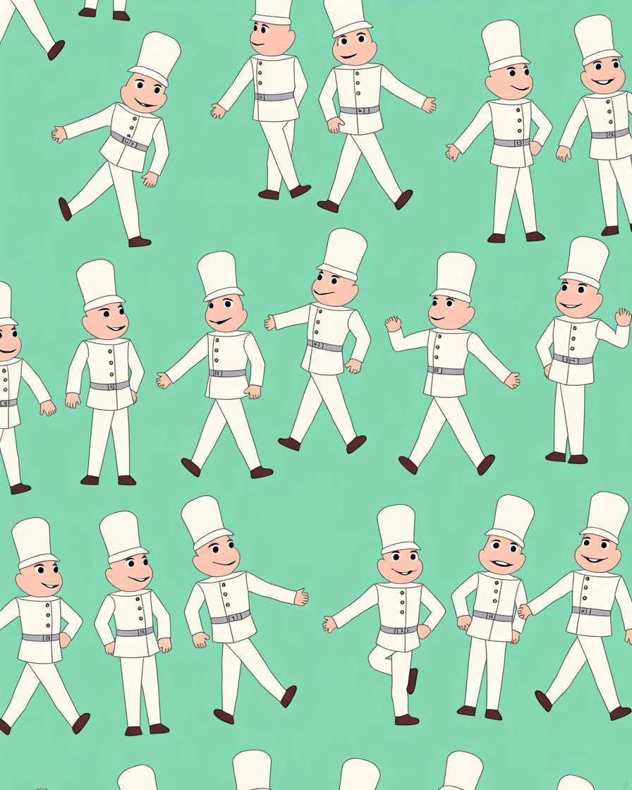 Whimsical Marching Figures Mint Background Rug