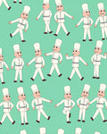 Whimsical Marching Figures Mint Background Rug
