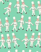 Whimsical Marching Figures Mint Background Rug