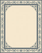 Navy Blue Floral Border Rug