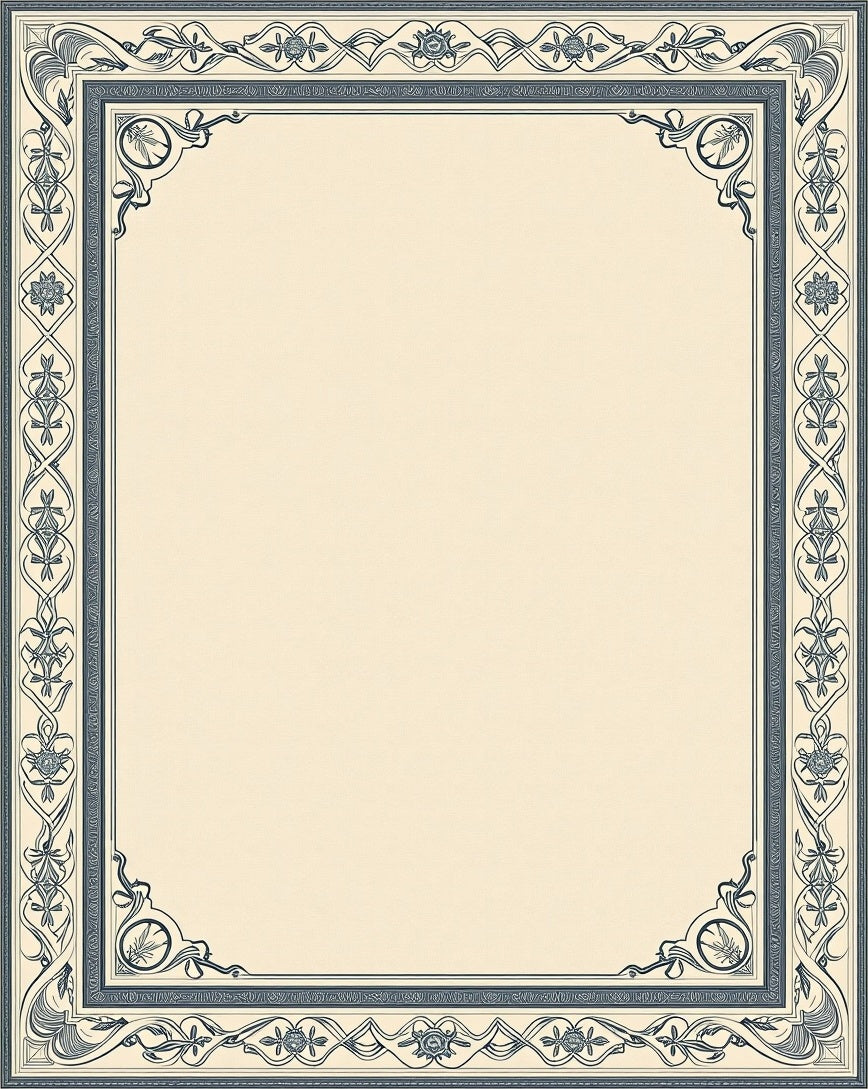 Navy Blue Floral Border Rug