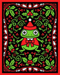 Festive Frog Holly Red Border Rug