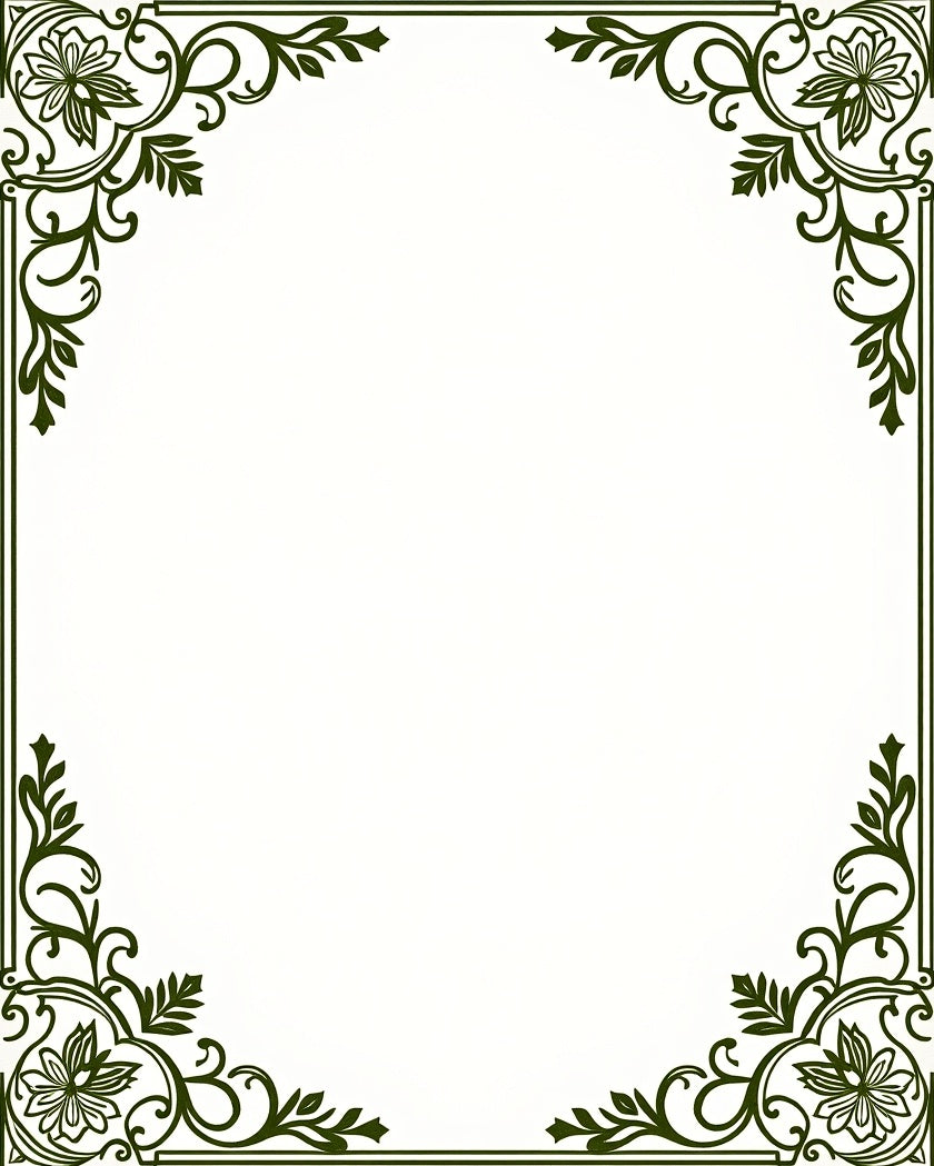 Dark Green Vine Floral Corner Accent Rug