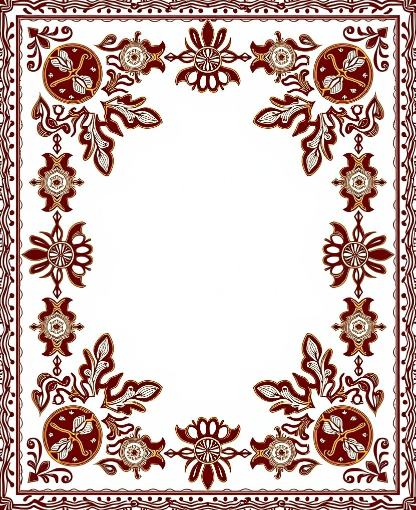 Lacy Crimson Leaf Medallion Border Rug