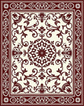 Ornate Crimson Vine Scrollwork Medallion Rug