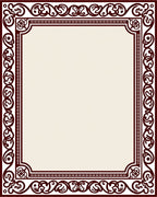 Deep Red Vintage Scroll Border Rug