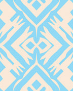 Light Blue Ivory Geometric Diamond Rug