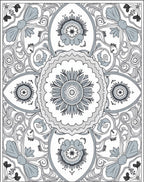 Ornate Slate Gray Floral Mandala Rug