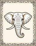 Bold Elephant Head with Ornate Border Rug
