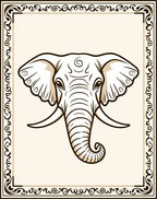 Bold Elephant Head with Ornate Border Rug