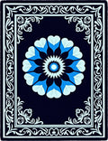 Navy Blue Bloom Medallion Border Rug